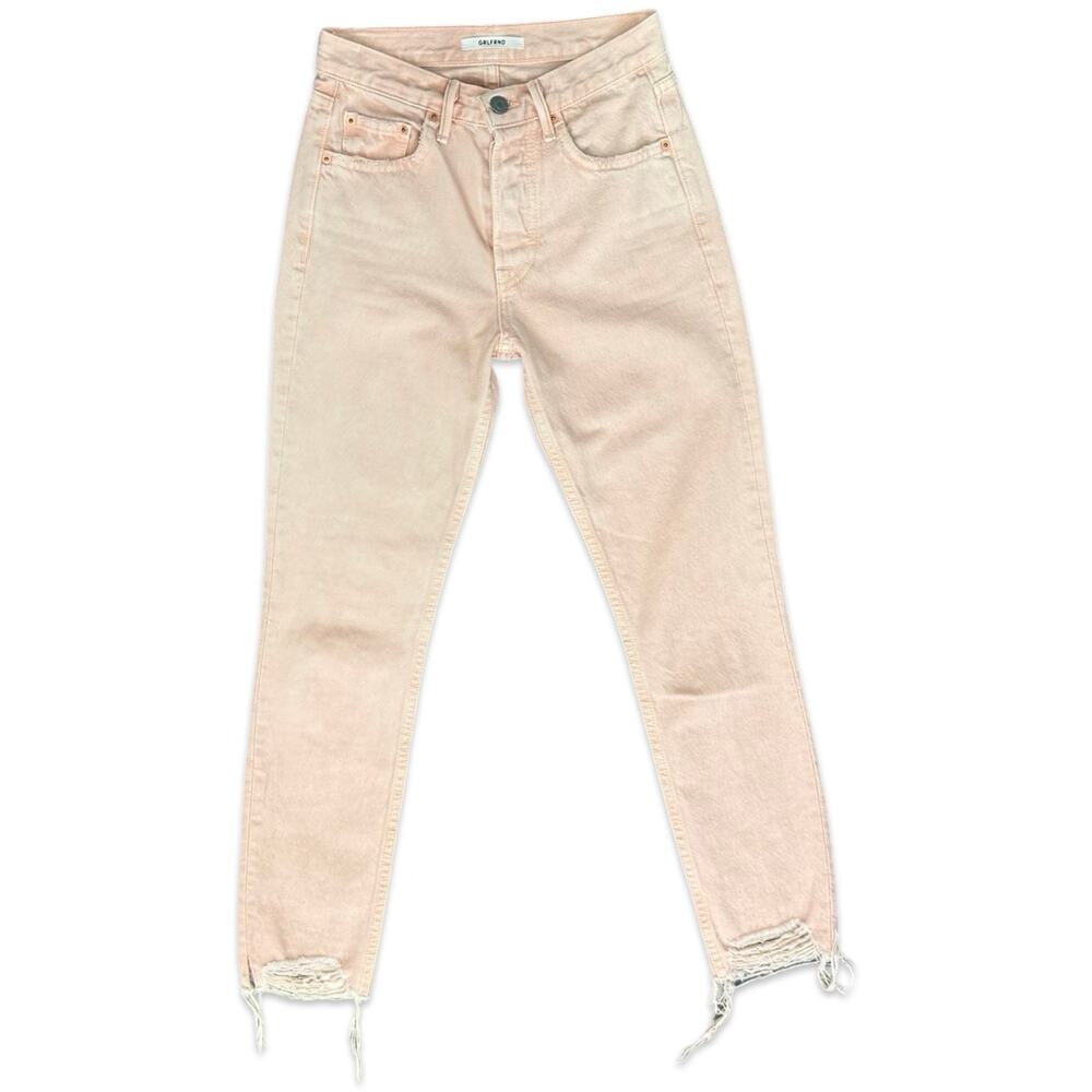 GRLFRND Karolina High-Rise Skinny Jeans Lucid Dreams Baby Pink size 23 Raw Hem